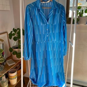 Vintage Blue Collared Dress - Medium